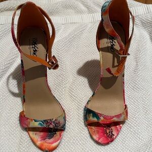 Impo Floral Ankle-Strap Heels in Pink Multi